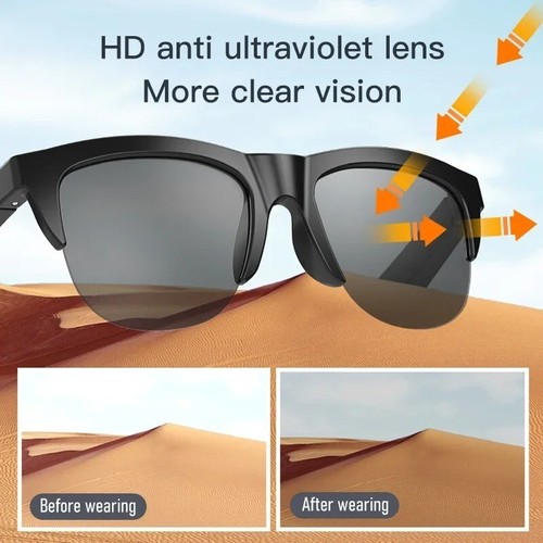 Black smart glasses bluetooth - glasses,
