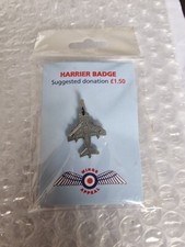 BNIP Royal Air Force Harrier Jet Plane Silver Metal Lapel Pin Badge On Card RAF