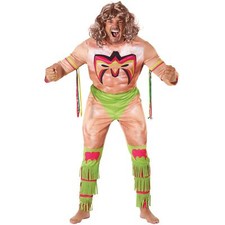 Official Men`s WWE Ultimate Warrior Costume Wig Adult Wrestling Fancy Dress L XL