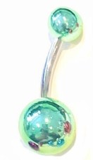 Titanium Belly Bar - Glass Coated Acrylic Balls - 6mm 8mm 10mm 12mm 14mm 16mm