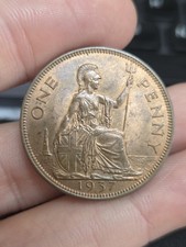 1937 George VI Penny, Very High Grade, Full Luster To Obverse