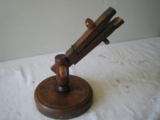 Antique laboratory scientific equipment mahogany clamp stand with cork grips