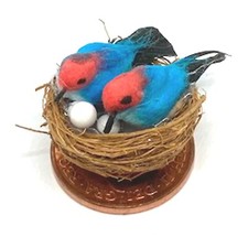 Dolls House Two Birds and a Nest With Eggs 1:12 Scale Pet Miniature 8 tumdee