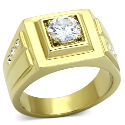 Mens gold ring - ring, solitaire