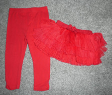 GIRLS GORGEOUS RED TUTU SKIRT TU 6-9M & LEGGINGS 9-12M M&CO