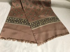 RETRO Mod Mens Glossy Beige Jacquard Dotted Scarf Cravat Necktie