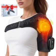 Electric Heated Vibration Shoulder Massager Wrap Rotator Cuff Brace Pain Relief