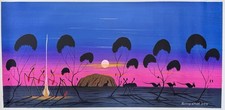 Tommy Crow ,Authentic Aboriginal Art, Size; 95cm x 45cm   'Moonlight dreaming'.