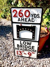 Vintage Cast Metal Road Traffic Sign Low Bridge Sign.  Royal Label Factory.