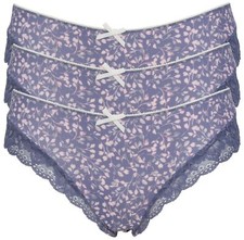 Ex Store Ladies Multipack Floral Print Lace Back Brazilian Knickers