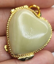 Locket Pendant Heart Design Gold Tone Agate? Gemstone? Stone