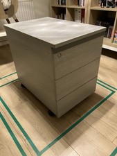 Grey Home Office Desk Filing Stationary Cabinet X3 Draws Castor Wheels 56cm Tall