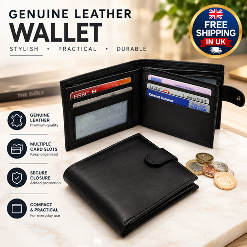 Mens leather wallet rfid - mens,