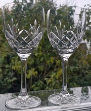 Pair of Edinburgh Crystal Tay Wine Glasses, Signed, 6 3/4" tall, Lion Mark