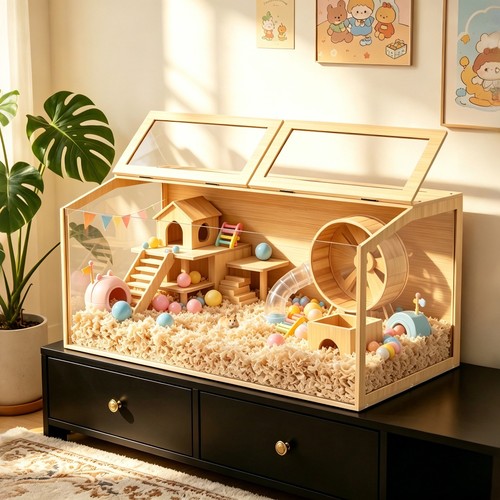 Large wooden hamster cage - large,