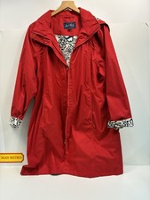 Jack Murphy Red Waterproof Raincoat Floral Lined Jacket UK 18 EU 46 Hooded