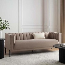 Dusk Madison 3 Seater Low Back Modern Tub Sofa in Velvet Sand RRP £455