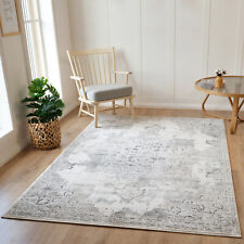 Bohemian Vintage Distressed Faded Natural Beige Grey Colored Medallion Rug