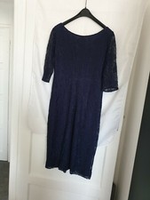TIFFANY ROSE NAVY BLUE LACE MATERNITY EVENING PARTY MIDI DRESS SIZE 2 UK 10-12 