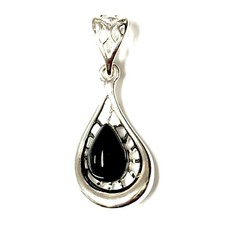 new hand set Whitby Jet and 925 Sterling Silver Drop M