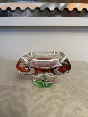 Vintage bohemian glass ashtray - glass,