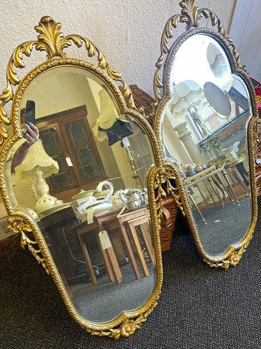 Pair large heavy ornate gilt - large,