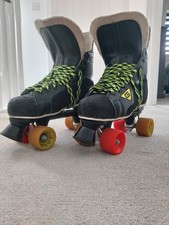 Graf Elite 101 Roller Skates With Red And Yellow Belair Hockey Wheels Size 10 Uk
