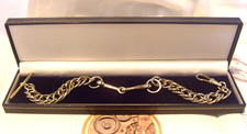 Pocket Watch Chain 1940s Equestrian Horse Snaffle Bit Nickel Chunky Albert