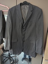 KARL JACKSON GREY PINSTRIPE TRAVEL SUIT JACKET 42" AND TROUSERS 32 LONG