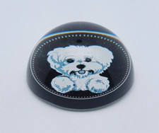 White Poodle/Shih Tzu/Maltese/Bichon Puppy Dog Glass Paperweight
