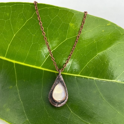 Necklace copper moonstone gem - necklace,