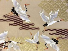 Japanese cranes fabric art