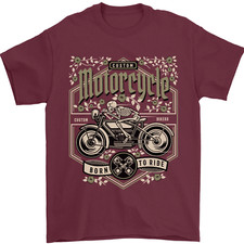 Custom Motorcycle Biker Motorbike Mens T-Shirt 100% Cotton