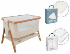 Tutti Bambini Cozee Bundle Walnut Bedside Crib - White | Baby Sleeper Cot Set