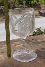 EAPG CLEAR   "THREE FACE MEDALLION"  (CAMEO)   FTD. GOBLET