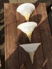 3x Glass Wall Uplighters White/cream marble onyx effect 1990s David Hunt Lights