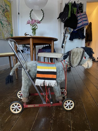 Vintage push along donkey - along,