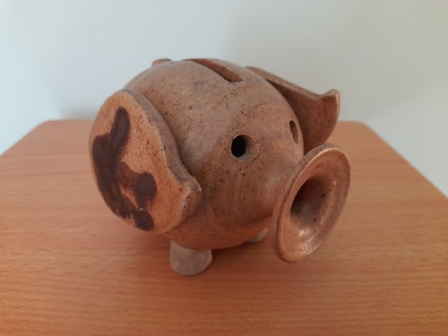 Vintage rustic stoneware pig - vintage,