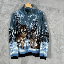 Atlas for Men Full Zip Wolf Fleece Mens Medium Husky Nature Mountain Print