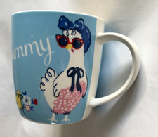 Cath Kidston Blue Mummy Mug with Chickens & Hens Used Mothers Day Exc Cond.