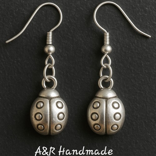 Handmade silver ladybug - silver,