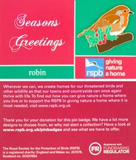 RSPB Pin Badge GNaH Christmas