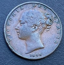 1848 Victoria Farthing Coin