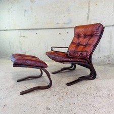 Norwegian Hove Møbler 'Skyline' Lounge Chair  & Footstool – 1970s Leather #A722