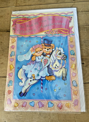 Retro wedding anniversary card - anniversary,