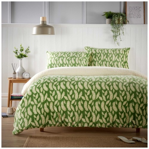 Floral leaf teddy fleece duvet - teddy,