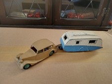 Dinky Toys 151 Triumph 1800 And Caravan No 190  On Base. In Well Used Condition