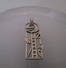 Vintage Silver 925 Rennie Mackintosh Style Carrick Jewellery Pendant 4cm