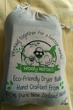 Wooly Heroes Eco Friendly tumble Dryer Balls 100% Pure Wool, x6 handcrafted 