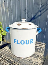 LARGE ANTIQUE ENAMEL FLOUR BIN